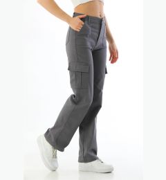 Снимка на 12128 Dewberry High Waist Wide Leg Cargo Pocket Trousers-GREY