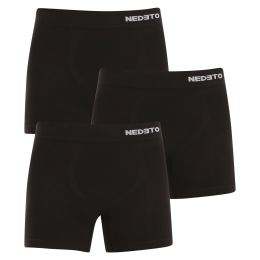 Снимка на 3PACK men's boxers Nedeto seamless bamboo black