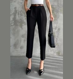 Снимка на 67537 Dewberry Skinny Leg Belted Women Trousers-BLACK