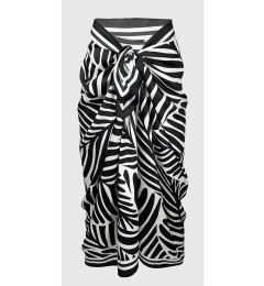 Снимка на 71058 Dewberry Patterned Shiny Fabric Women Pareo-BLACK-WHITE