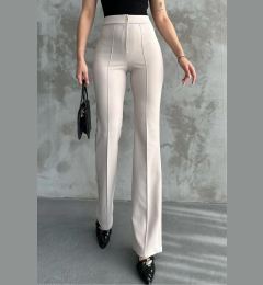 Снимка на 80272 Dewbery High Waist Slim Fit Wide Leg Pants-CREAM