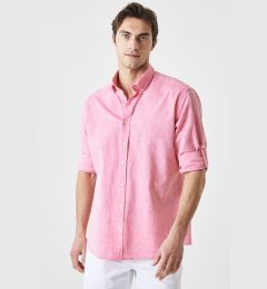 Снимка на AC&Co / Altınyıldız Classics Men's Fuchsia Linen Comfort Fit Relaxed Cut Button Collar Casual Shirt