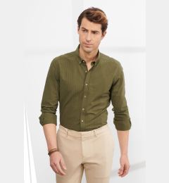 Снимка на ALTINYILDIZ CLASSICS Men's Khaki Slim Fit Slim Fit Buttoned Collar 100% Cotton Shirt