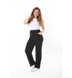 Снимка на Şans Women's Plus Size Black Iron Mark Grass Stitch Lycra Side Pocket Trousers