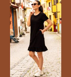 Снимка на armonika Women's Black Short Sleeve Six Ruffle Dress