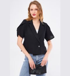 Снимка на armonika Women's Blackkosiokto Jacket Sleeve Slit Detailed Crop Short Sleeve