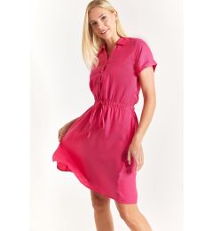 Снимка на armonika Women's Fuchsia Elastic Waist Short Sleeve Shirt Dress.