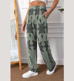 Снимка на armonika Women's Green Patterned Wide Leg Palazzo Trousers