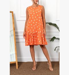 Снимка на armonika Women's Orange Daisy Pattern Sleeveless Frilly Skirt Dress