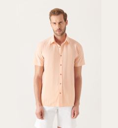 Снимка на Avva Men's Orange Wrinkled Short Sleeve Shirt