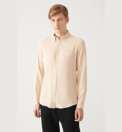 Снимка на Avva Mink Buttoned Collar Comfort Fit Tencel Shirt