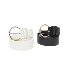 Снимка на Basic PU Belt 2-Pack Cream + Black