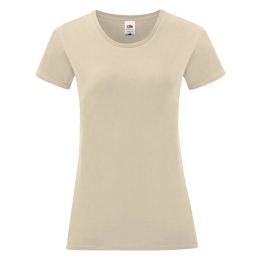 Снимка на Beige Iconic women's t-shirt in combed cotton Fruit of the Loom