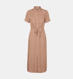 Снимка на Beige Shirt Maxi-dress with Tie Noisy May Cersei - Women