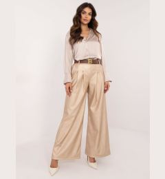 Снимка на Beige wide trousers made of eco-leather with pleats