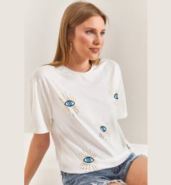 Снимка на Bianco Lucci Women's Eye Pattern Combed Cotton Tshirt