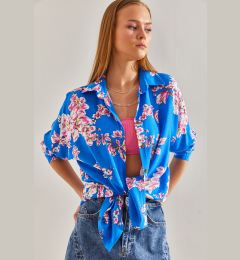 Снимка на Bianco Lucci Women's Floral Patterned Casual Linen Shirt