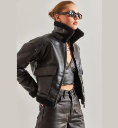 Снимка на Bianco Lucci Women's Leather Plush Coat