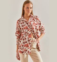 Снимка на Bianco Lucci Women's Multi Patterned Casual Linen Shirt