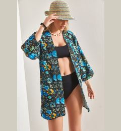 Снимка на Bianco Lucci Women's Multi Patterned Linen Kimono