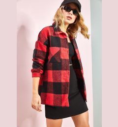 Снимка на Bianco Lucci Women's Pocketed Cashmere Lumberjack Shirt