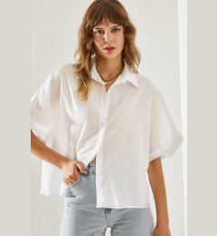 Снимка на Bianco Lucci Women's Short Sleeve Casual Linen Shirt