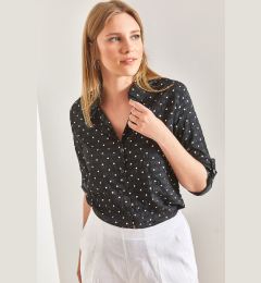 Снимка на Bianco Lucci Women's Sleeve Fold Polka Dot Viscose Shirt