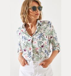 Снимка на Bianco Lucci Women's Sleeve Folded Floral Patterned Shirt