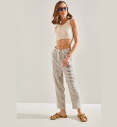 Снимка на Bianco Lucci Women's Striped Front Pop Up Trousers