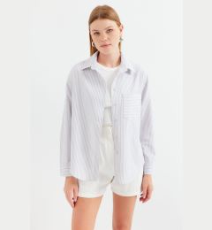 Снимка на Bigdart 20212 Single Pocket Striped Oversize Shirt - Beige