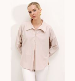 Снимка на Bigdart 20215 Wide-Fit Striped Oversize Shirt - Beige