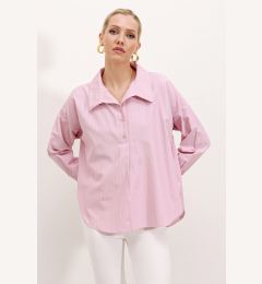 Снимка на Bigdart 20215 Wide-Fit Striped Oversize Shirt - Pink