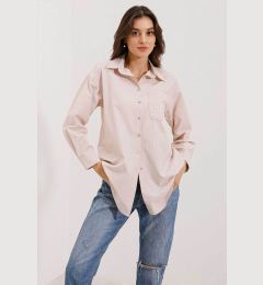 Снимка на Bigdart 20217 Pocket Detailed Striped Oversize Shirt - Beige