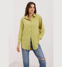 Снимка на Bigdart 20217 Pocket Detailed Striped Oversize Shirt - Green