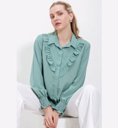 Снимка на Bigdart 20223 Frilly Long Sleeve Shirt - Çağla