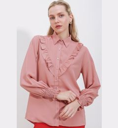 Снимка на Bigdart 20223 Frilly Long Sleeve Shirt - Pale Pink