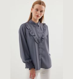 Снимка на Bigdart 20223 Ruffled Long Sleeve Shirt - Gray