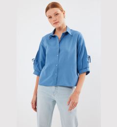 Снимка на Bigdart 20246 Crop Shirt with Sleeve Detail - Indigo