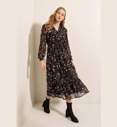 Снимка на Bigdart 2137 Patterned Chiffon Dress - Black