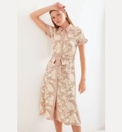 Снимка на Bigdart 2455 Patterned Shirt Dress - Beige