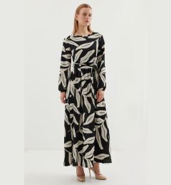 Снимка на Bigdart 2488 Patterned Long Knitted Dress - Black - White