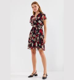 Снимка на Bigdart 2502 Short Sleeve Patterned Chiffon Dress - Claret Red