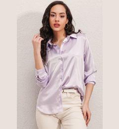 Снимка на Bigdart 3964 Lightly Flowy Satin Shirt - B.lilac