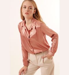 Снимка на Bigdart 3964 Lightly Flowy Satin Shirt - Camel