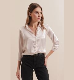 Снимка на Bigdart 3964 Lightly Flowy Satin Shirt - Cream