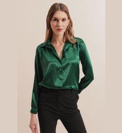 Снимка на Bigdart 3964 Lightly Flowy Satin Shirt - Emerald