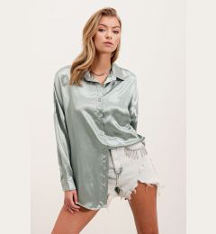 Снимка на Bigdart 3985 Oversize Satin Shirt - Çağla