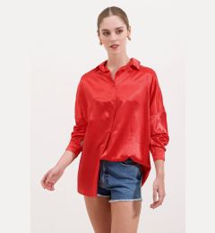 Снимка на Bigdart 3985 Oversize Satin Shirt - Red