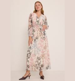 Снимка на Bigdart Women&#39;s Dusty Rose Black Floral Patterned Chiffon Dress 2134