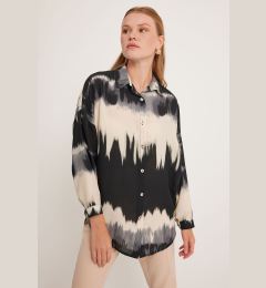 Снимка на Bigdart Women&#39;s Orange Black Patterned Oversize Shirt 5923